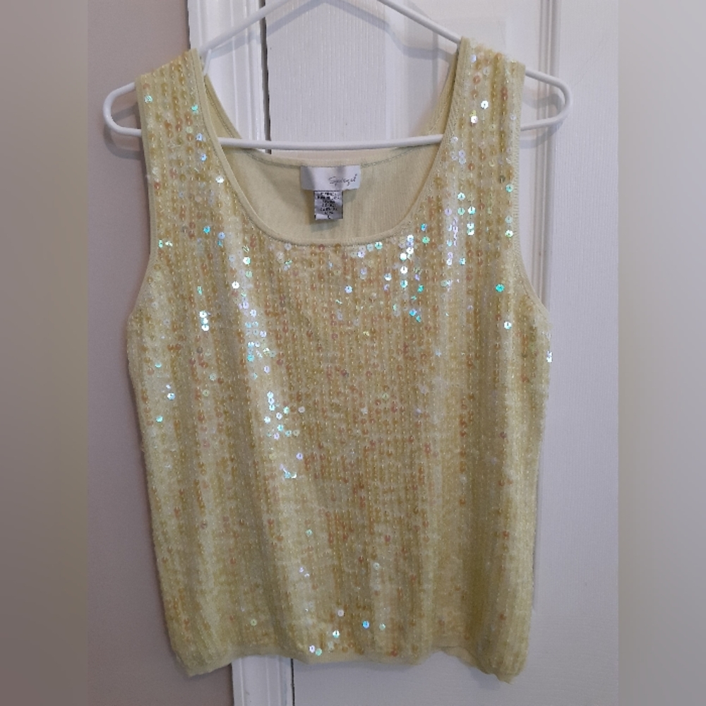 Woman's glittering tee  Lime color  size L